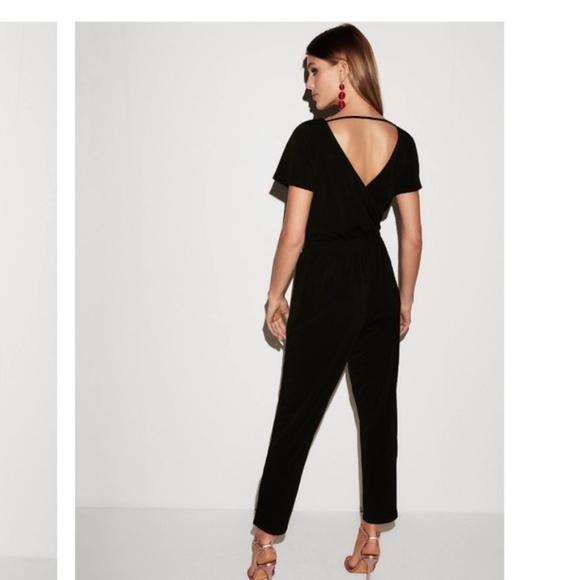 NEW Solid Black Express Flutter Sleeve Surplice - Picture 3 of 4